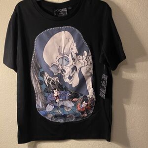 Rebel Vengeance Black Tee with Artistic Skull Design